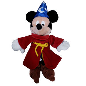 Vintage Disney World Fantasia Sorcerer Mickey Mouse 12" Bean Bag Plush Toy NWT